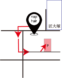 ナップヘア春日部店の駐車場地図